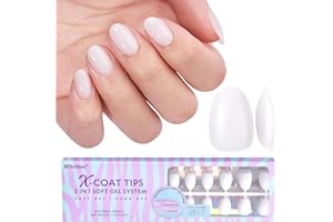 BTArtboxnails XS Short Almond Gel Nail Tips - Pre Colored Milky White Soft Gel Nail Tips, Milky White Press on Nails, Natural XCOATTIPS
