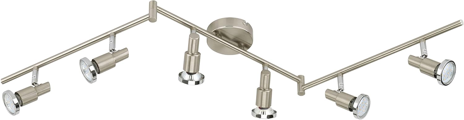 BRILONER Bedroom Metal LED Ceiling Lights with 6 Bulbs, Matt-Nickel, GU10, 3 W