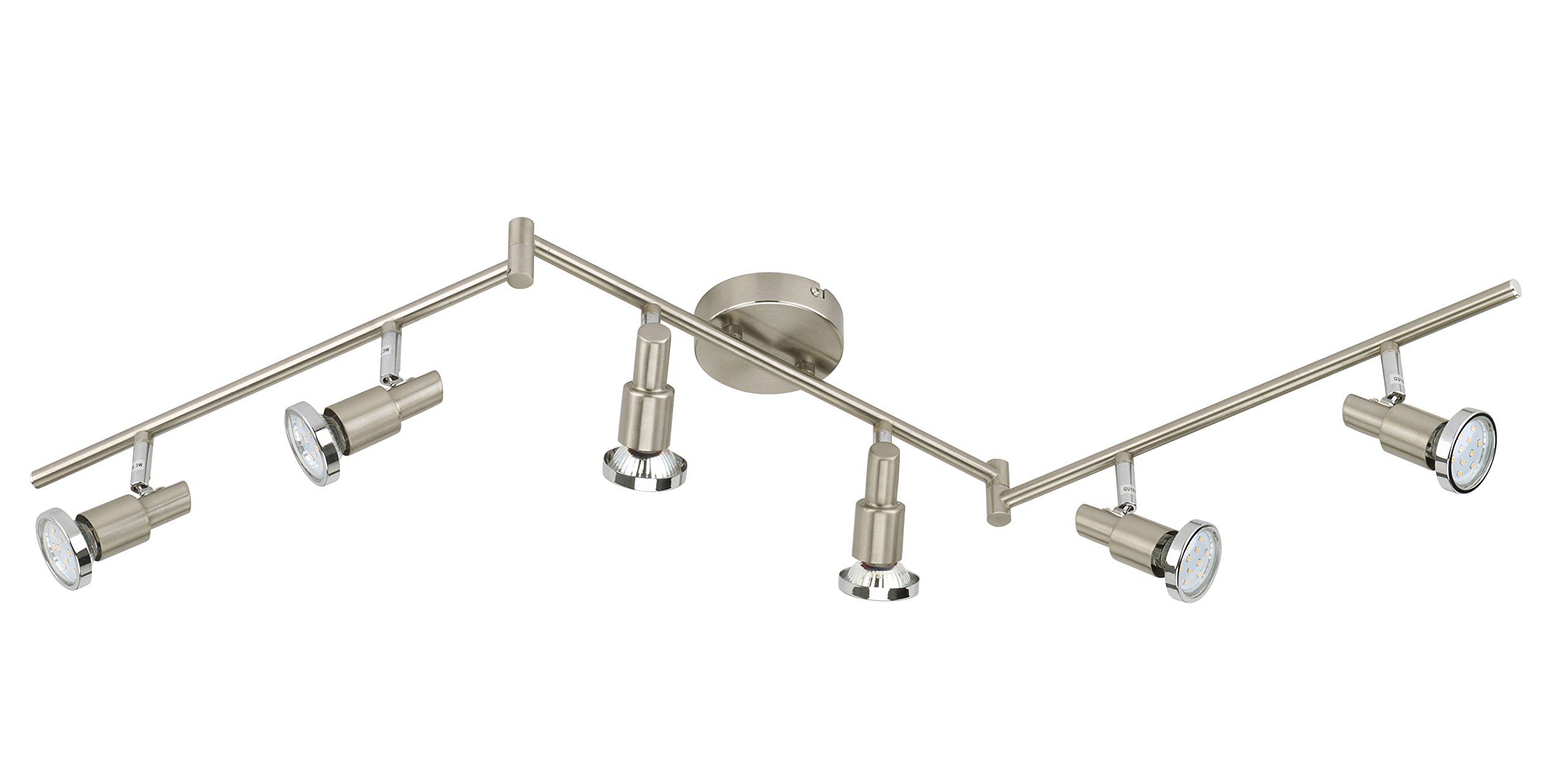 BRILONER Bedroom Metal LED Ceiling Lights with 6 Bulbs, Matt-Nickel, GU10, 3 W — image 1