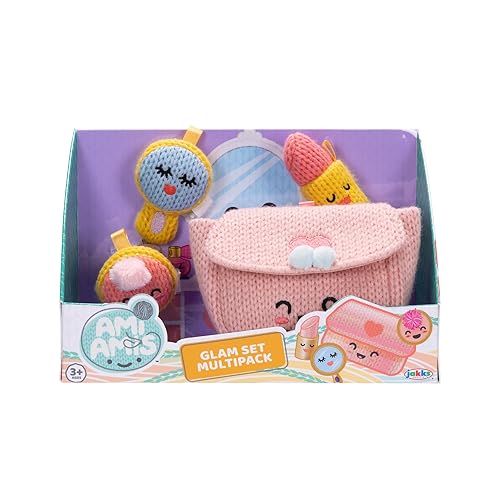 Ami Amis™ Glam on the Go Multipack Mini Soft and Cozy Crochet Plush, Adorably Cute Details, Pocket Sized for on the Go Play! Collection Enthusiasts