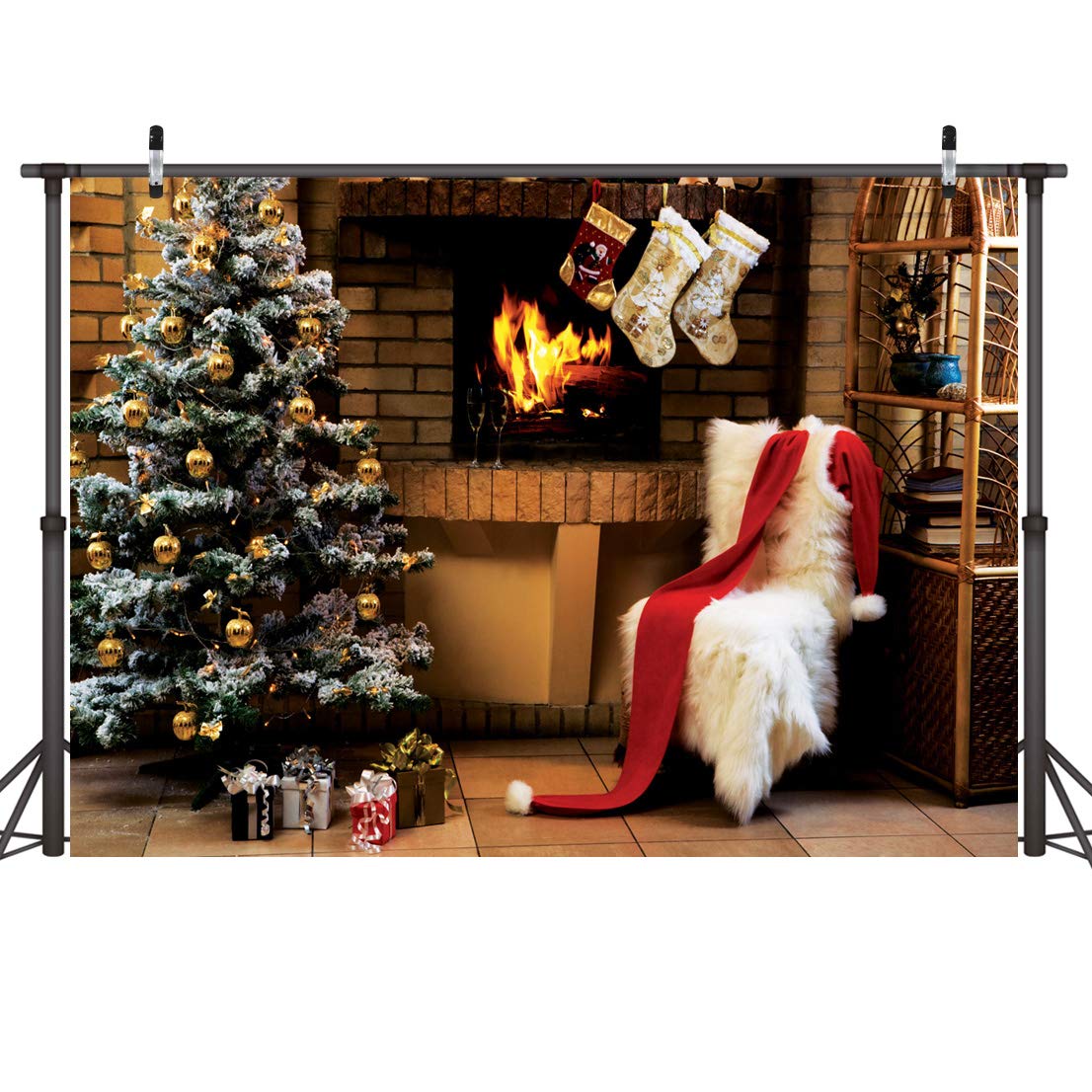 Sfondo Fotografico Di Natale 8x6ft – Finestra Invernale Con Albero E Regali, Per Feste E Decorazioni