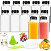 Leaflai Juice Bottles - 8oz Bottles with Lids, 12 pcs Plastic Juice Containers with Caps Reusable Drink Containers for Juice Milk Coffee Water Smoothie and Other Beverages,Christmas gift
