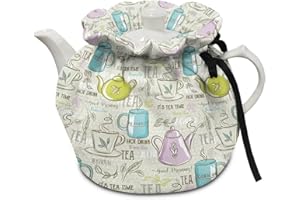 Xoenoiee Tea Pot Cosy Cotton Tea Cozy for Teapots Dust Cover Insulated Kettle Cover Teapot Warmer for Home Kitchen Decorative Accessories Tea Time Pattern