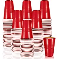 100Pack Plastic Drinking Cups for Party, 16 Ounce Red Disposable Cups, Stackable Water Beer Beverage Soda Cups for Halloween 