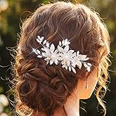 JEAIRTS Flower Bridal Hair Comb Silver Pearl Rhinestone Hair Accessories for Wedding
