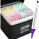 XIEED Alcohol Markers, 168 Colors Premium Alcohol Markers Set for Coloring, Drawing, Sketching, Highlighting, Perfect for Adults and Beginners