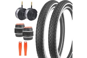 ZUKKA Cruiser Bike Tires 2 Pack Bike Tires 20/24/26 x 2.125 Inch Mountain Bike Tires with Inner Tubes White Wall Bike Tires