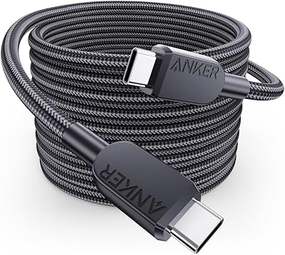 Cabo usb c de carregamento rápido anker, cabo usb c 240 com trança dupla de náilon, para iphone 15, macbook pro 2020, ipad pro 2020, ipad air 4, samsung galaxy s23+/s23 ultra, pixel e muito mais