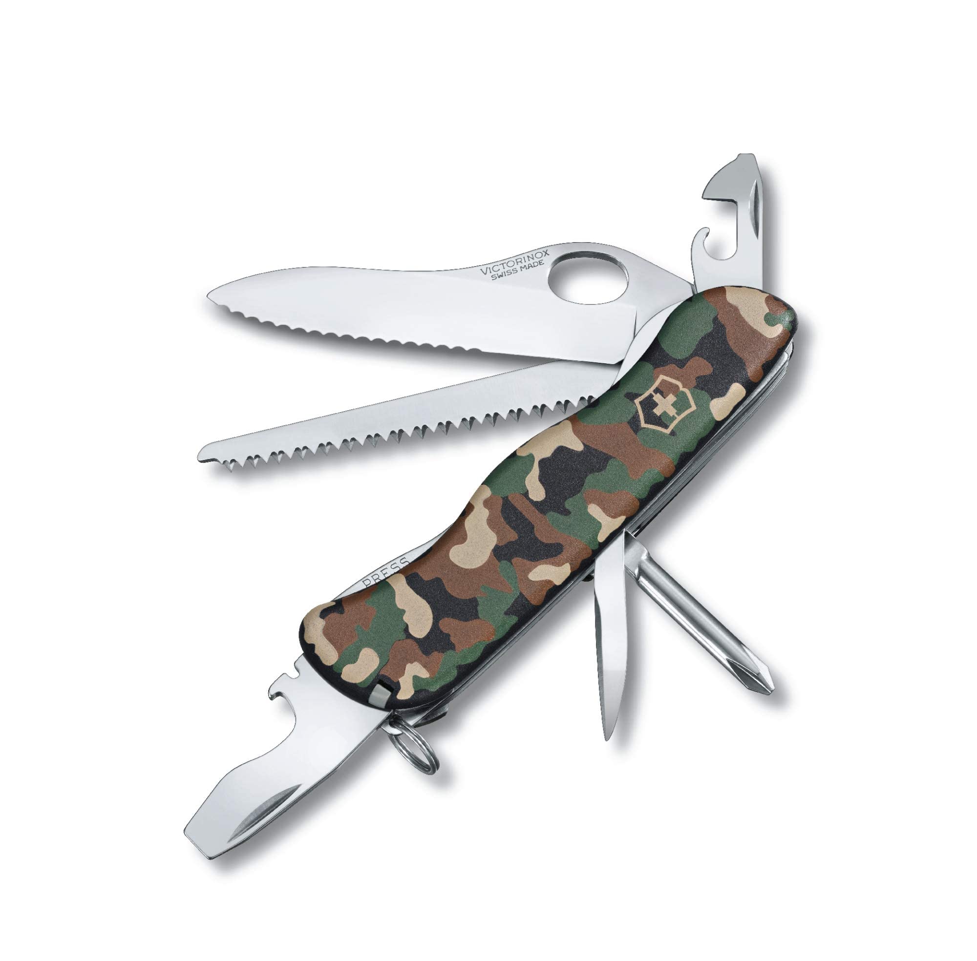 Victorinox Trailmaster Swiss Army Pocket Knife, Large, Multi Tool, 12 Functions, Large Locking Blade, Camouflage