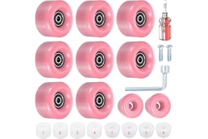 PATIKIL 8 Pack Roller Skate Wheels, 58mmx32mm Quad Roller Skate Wheels with ABEC-9 Bearing, 82A PU Skate Wheels & 2 Toe Stoppers for Double Row Skate Skateboard Outdoor Indoor