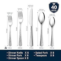 KINGSTONE Hammered Silverware Set, Flatware