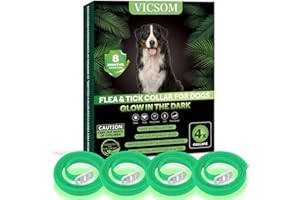VICSOM Green Flea Coolar 4 Pack Flea Collar for Dog, Dog Flea and Tick Collar Glow in Dark,Green