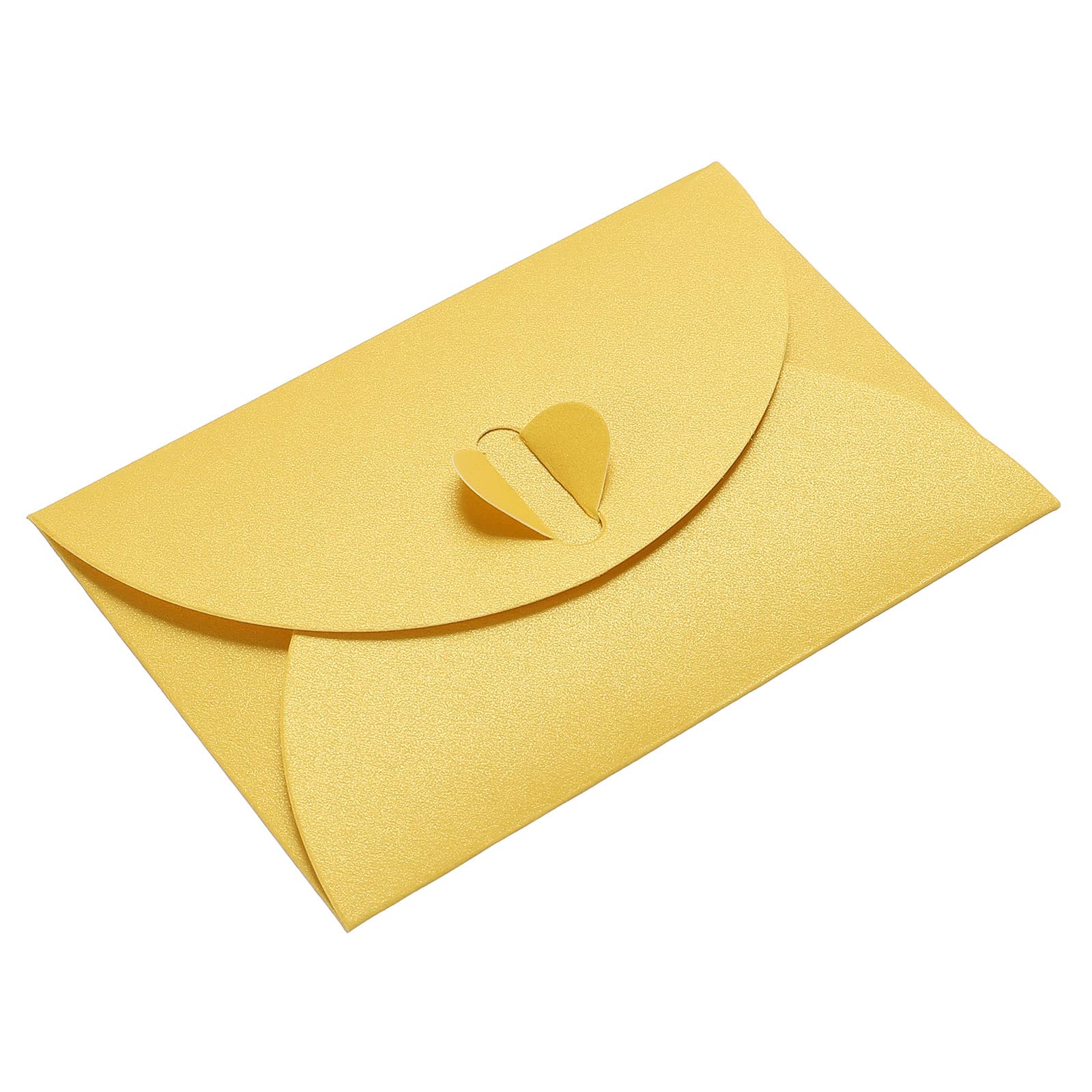 PATIKIL Mini Envelopes, 24 Pack Heart Clasp Tiny Items Storage Cute Present Card Holder for Wedding Greeting Party, Yellow