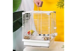 JONS NTY 14.6" Portable Travel Bird Cage, Parrot Cage, Ample Room for Tail Movement, with Food Box, Perch, Water Bottle, for Vet Visit, Short Trip, Parakeet, Cockatiel, Budgie, Small Medium Birds