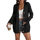 ATHMILE Cardigan Sweaters for Women Fashion Open Front Cardigans 2026 Fall Outfits Womens Long Sleeve Cable Knit Button Coats