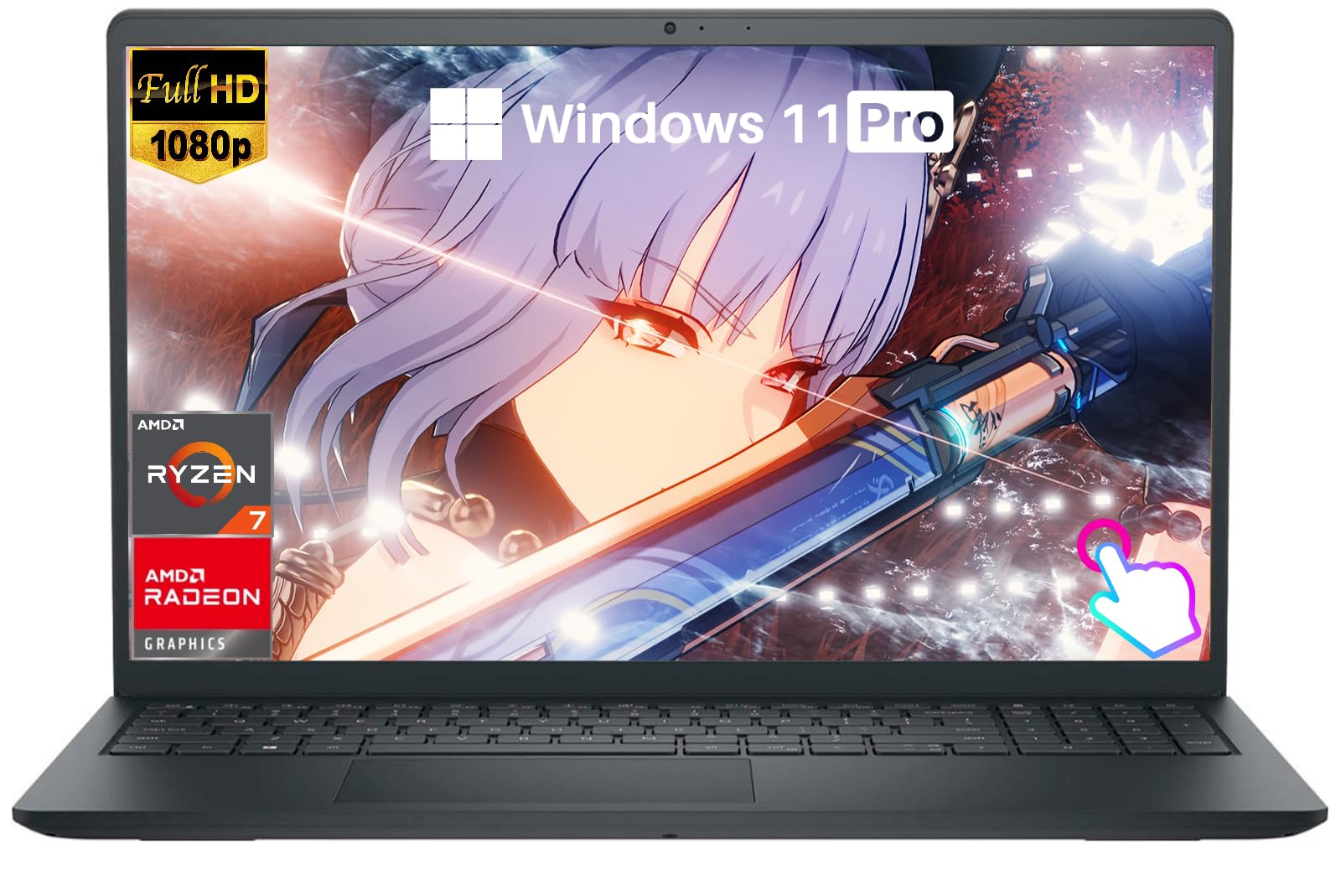 Dell Inspiron 15 Touchscreen Laptop, 15.6" FHD Anti-Glare Display, AMD 8-Core Ryzen 7 7730U, 16 GB 3200MHz DDR4 RAM, 512 GB SSD, AMD Radeon Graphics, HD Webcam, Windows 11 Pro, for Business & Student