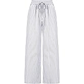 LOMON Striped Gingham Pants Women 2026 Spring Summer Pajamas Wide Leg Pj Lounge Boxer Bottoms Y2k Trousers with Pocket
