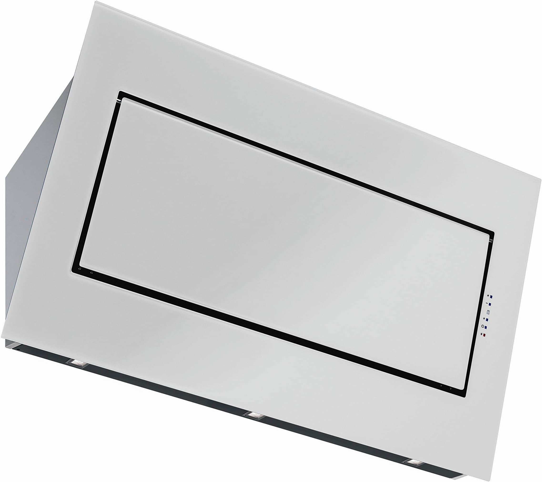Futuro Futuro Quest White 36 Inch Wall-mount Range Hood, Angled Design, Stainless Steel & Glass, LED, Ultra-Quiet, with Blower