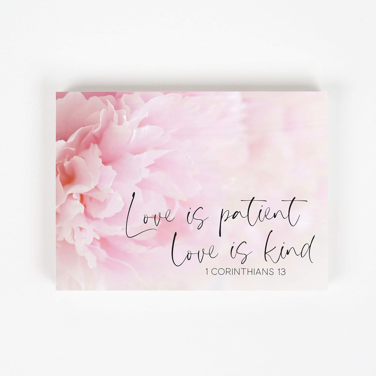 P. Graham Dunn Love is Patient and Kind Floral Pink 7.25 x 5.38 Pine Wood Word Block Plaque