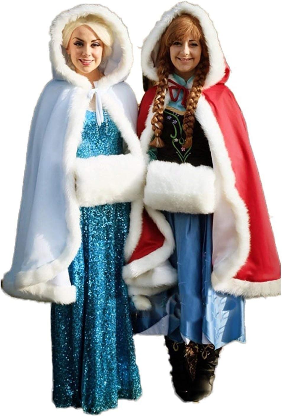 AngelaLove Women's Winter Wraps Cape Shawl Bridal Hooded Cape Short Faux Fur Coat for Wedding AL122