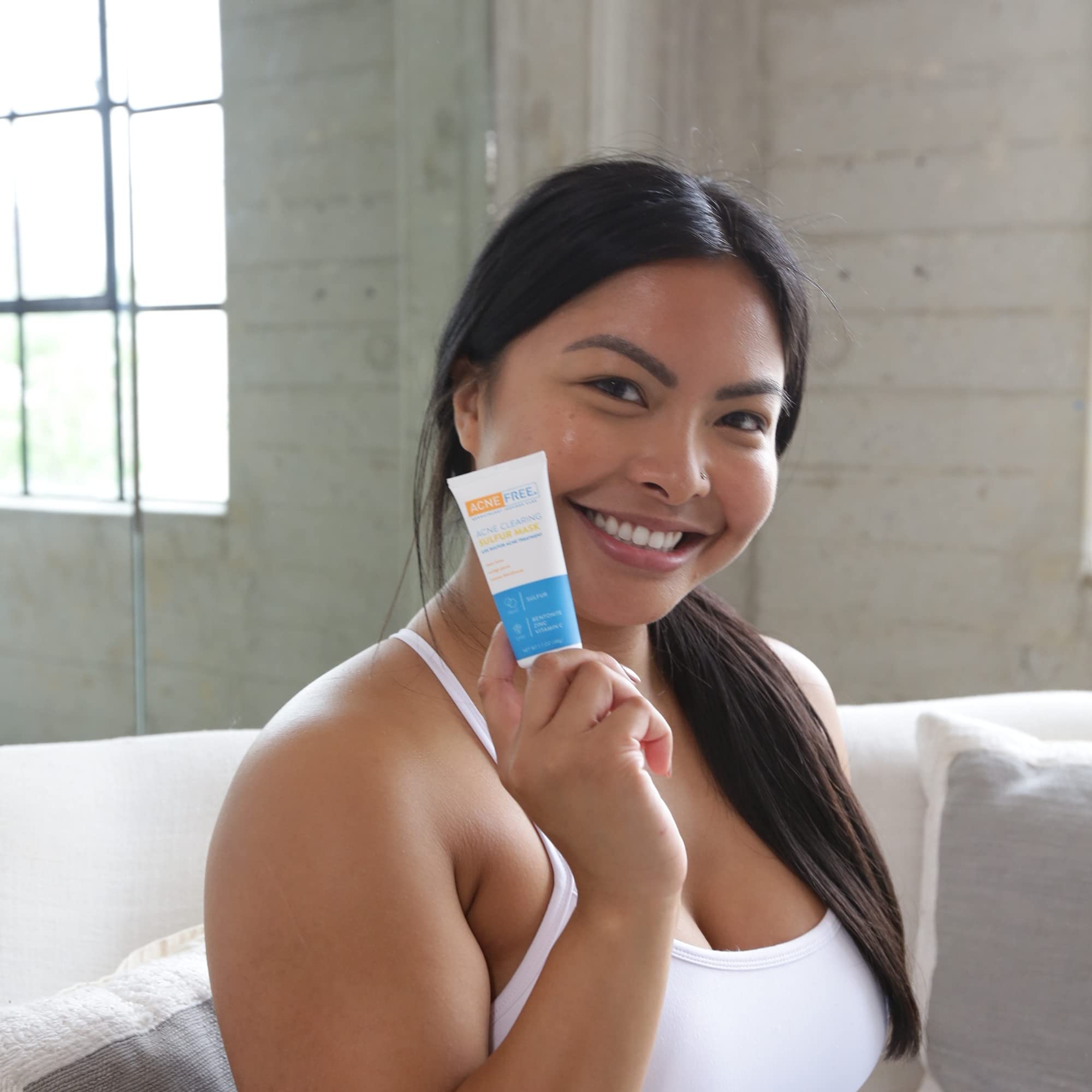 AcneFree Acne Clearing Mask, 3.5% Sulfur Acne Treatment, Absorbs Excess Oil and Unclogs Pores with Vitamin C, Bentonite, and Zinc, 1.7 Ounce