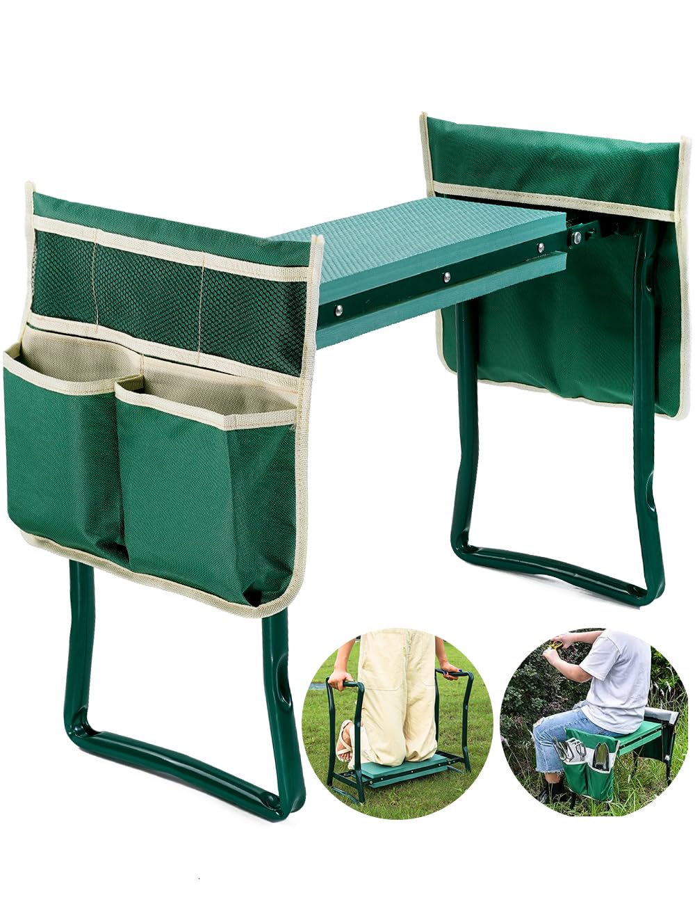 Garden Kneeler and Seat, Garden Stool, Gardening Bench with 2 Tool ...
