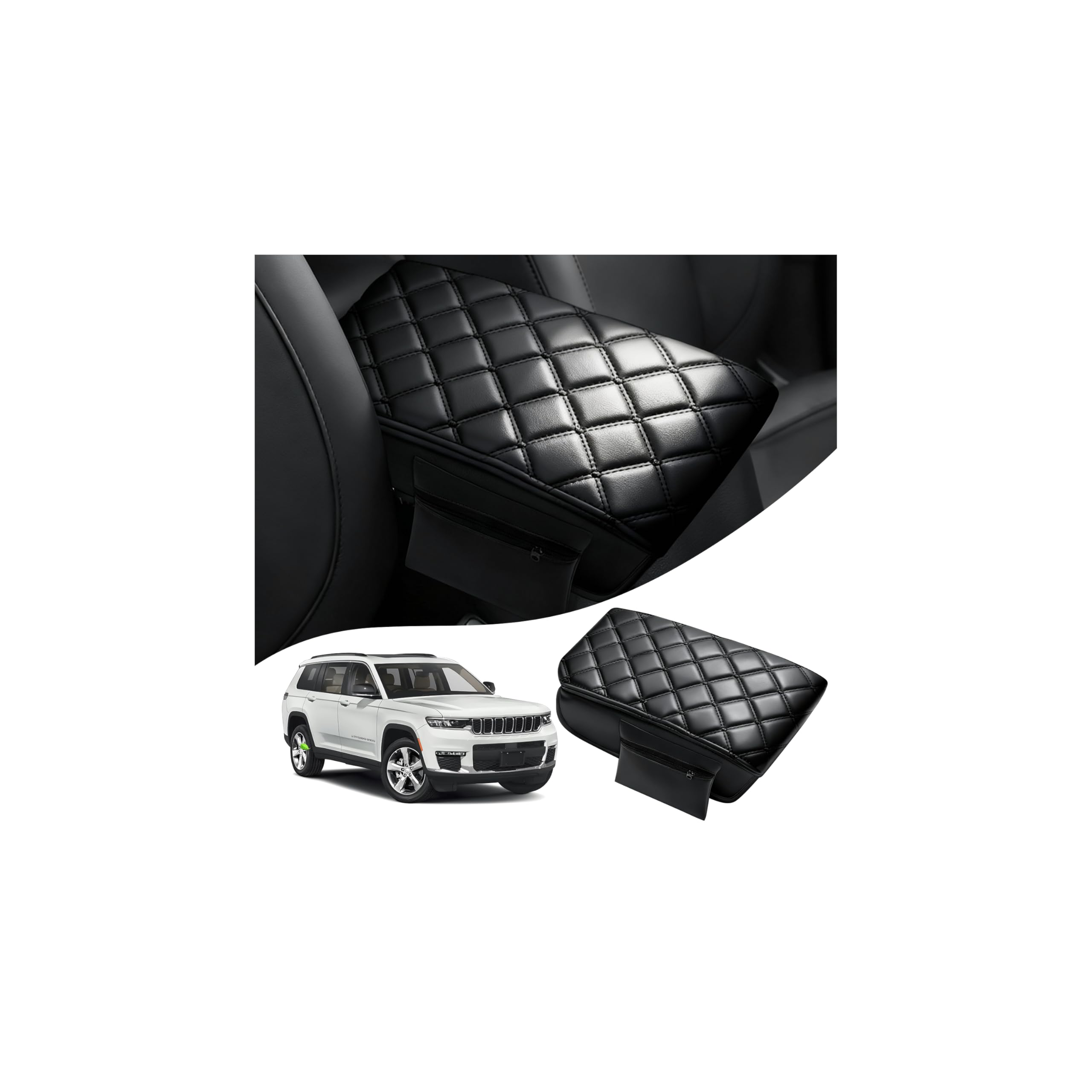 Photo 1 of Autorder Center Console Cover for 2011-2019 2020 2021 Jeep Grand Cherokee Accessories Armrest Cover Anti-Scratch Middle Console Pad Leather Armrest Protector