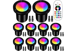 AOAXL Low Voltage Landscape Lighting - 10W RGB Landscape Lights with Color Changing, 12V-24V Waterproof Outdoor In-Ground Lights for Yard Garden (10 Pack)