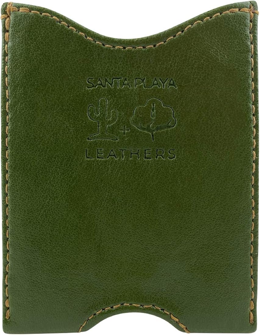 Santa Playa, Fruit & Vegetable Leathers Front Pocket Wallet Made from Eco Friendly Cactus Leather & Waxed Canvas – Small Slim Lightweight Minimalist Credit Cards, Cash, Money Holder – Nopal Green at  Men’s Clothing store