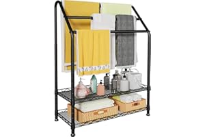 FUTASSI 3 Tiers Standing Towel Rack, Portable Bathroom Storage Organizer, Lightweight Bath Towel Storage, Outdoor Swimming Pool Organizer Shelves, 52.1" H x 27.5" W x 14.1" D, Weight Hold 400lbs