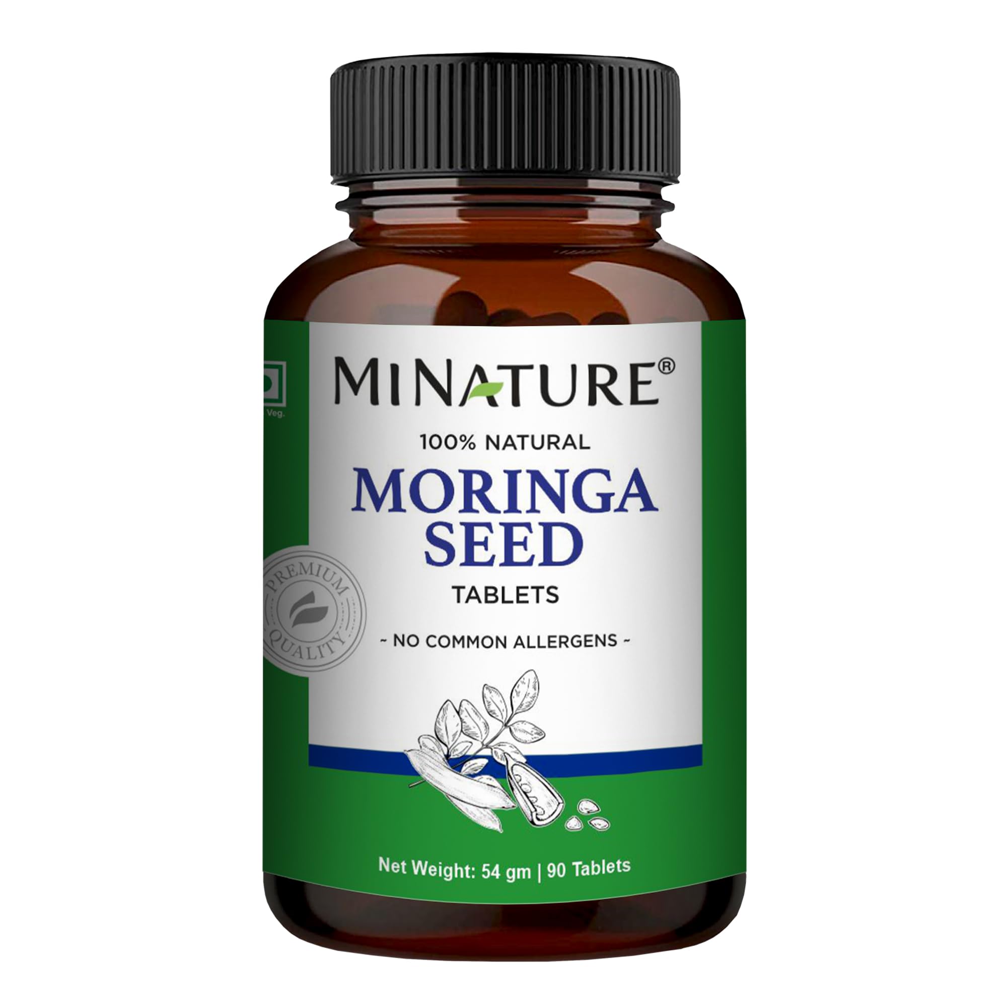 Mi Nature Moringa Seed Tablets | 90 Tablets, 1000 mg| Moringa Supplement | Vegan | Moringa Seed | from India