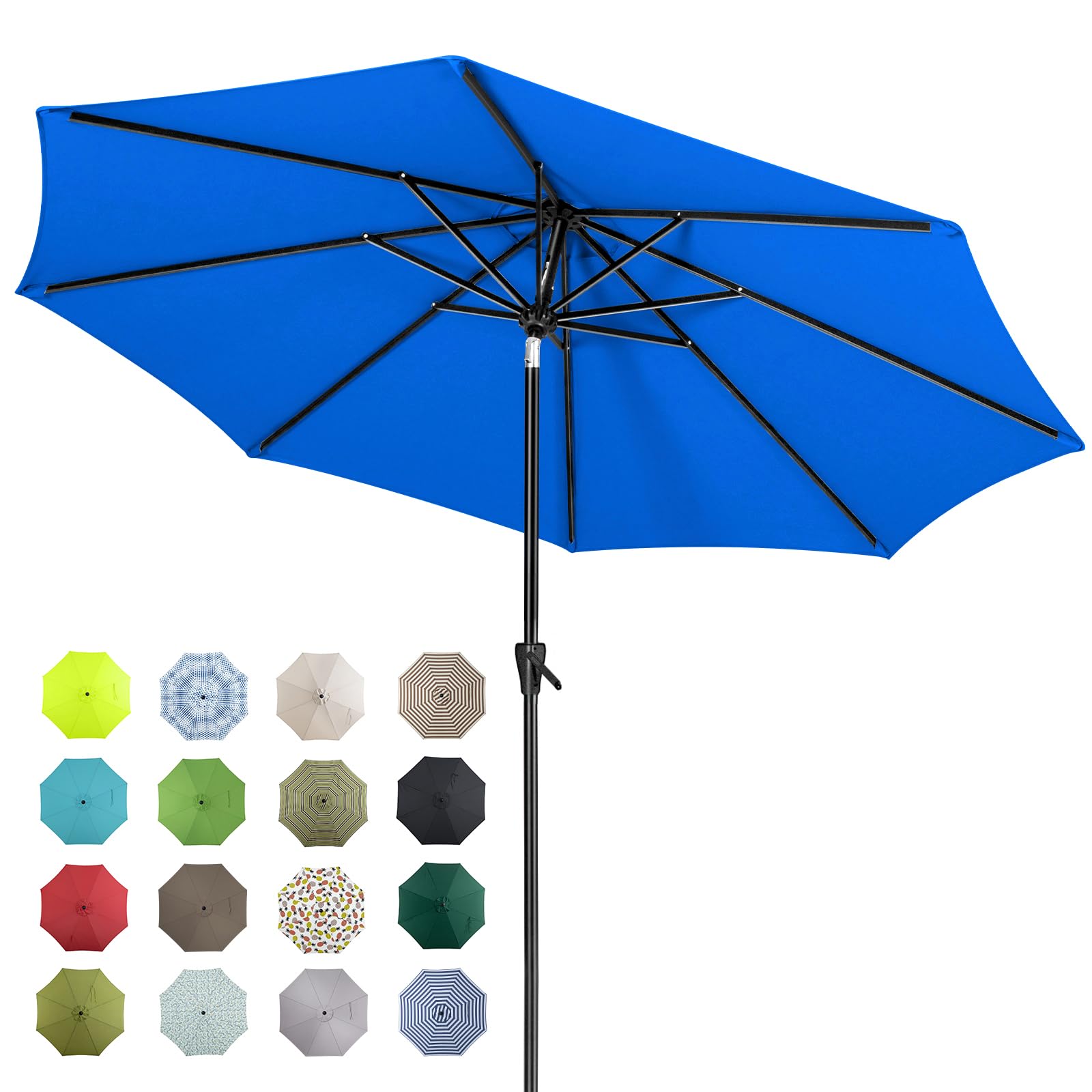 Tempera 10FT Patio Market Outdoor Table Umbrella with Auto Tilt and Crank,Large Sun Umbrella with Sturdy Pole&Fade resistant canopy,Easy to set, Royal Blue Image