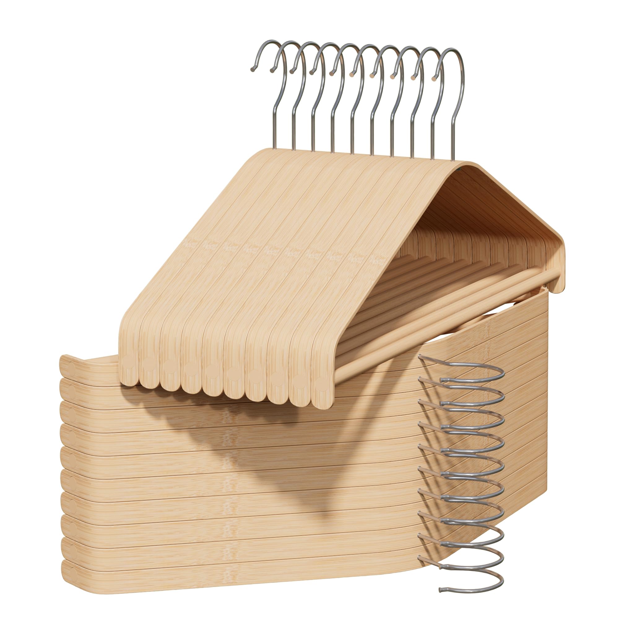Photo 1 of Bamboo Wood Hangers (Bamboo, 30 PCS)