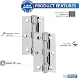 XFORT 3 inch Polished Chrome Ball Bearing Hinges 2 Pairs 40kg Steel Door Hinges view 3