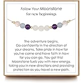 NOURISHLOV Follow Your Moonstone Bracelets, New Beginnings Graduation College Gift, Inspirational Gifts for Women, High School Graduate Gift for Best Friend or Daughter
