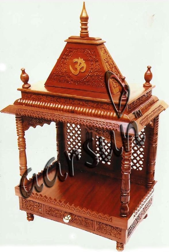 Aarsun Handcrafted Sheesham Wood Temple Divine Pooja Ghar 60L Amazon
