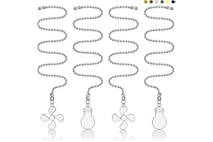 SUR-CIEL 4PCS Ceiling Fan Pull Chains, Extension with 12 inches Ball Beaded Chain, Silver