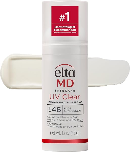 EltaMD UV Clear Face Sunscreen SPF, Oil-Free Sunscreen with Zinc Oxide, Dermatologist Recommended