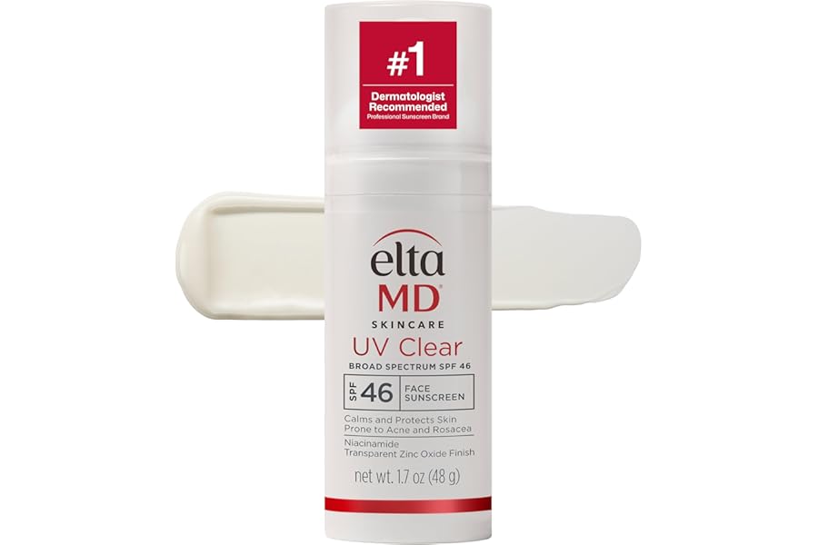 EltaMD UV Clear Face Sunscreen, Oil Free Sunscreen for Sensitive Skin with Zinc Oxide, Dermatologist Recommended