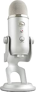 Blue Yeti USB Mic for Recording &amp; Streaming on PC and Mac, 3 Condenser Capsules, 4 Pickup Patterns, Headphone Output and Volume Control, Mic Gain Control, Adjustable Stand, Plug &amp; Play - Silver