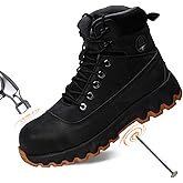 Peeldicou Mens work boots Composite Toe Boots for Men Genuine Leather Rubber Sole No Slip Waterproof Shoes Industrial & Construction Safety boots