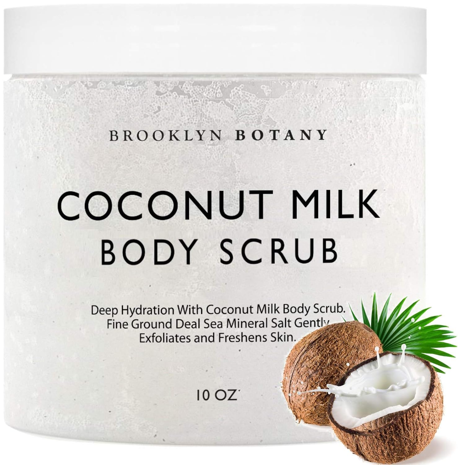 Brooklyn Botany Coconut Milk Body Scrub 10 oz - Made With Dead Sea Salt and Essential Oils - Anti Cellulite, Stretch Marks, and Varicose Veins - 10 oz : Beauty