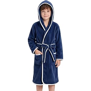 V.&GRIN Boys Towel Bathrobe Hooded, Super Absorbent Lightweight Robe