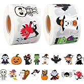 1000 Pcs Halloween Stickers Roll 1.5 Inch Cute Pumpkin Ghost Witch Bat Decal Sticker 16 Designs Waterproof Self-Adhesive Seal Label Stickers for Halloween Envelope Gift Scrapbook Party Decor