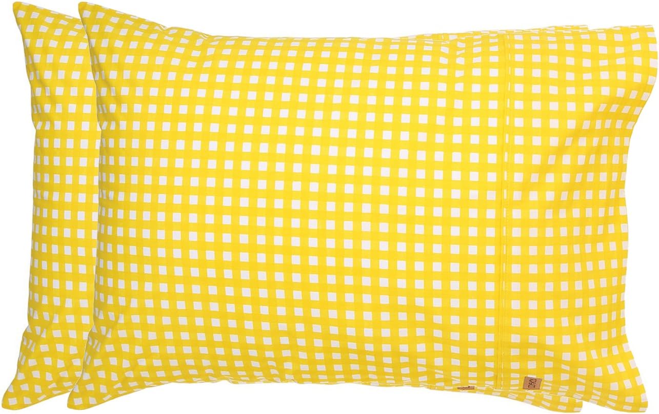 KIP&CO Gingham Yellow Pillowcase, 2 Piece Home & Kitchen