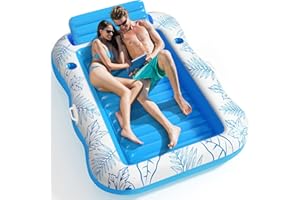 Inflatable Adult Pool Lounger Float - BAIAI Large Beach Sun Tanning Floaty Raft Sunbathing Water Lounge Floaties Tub with Drink Holder - Blow Up River & Lake Suntan Floating Swimming Mattress Mat