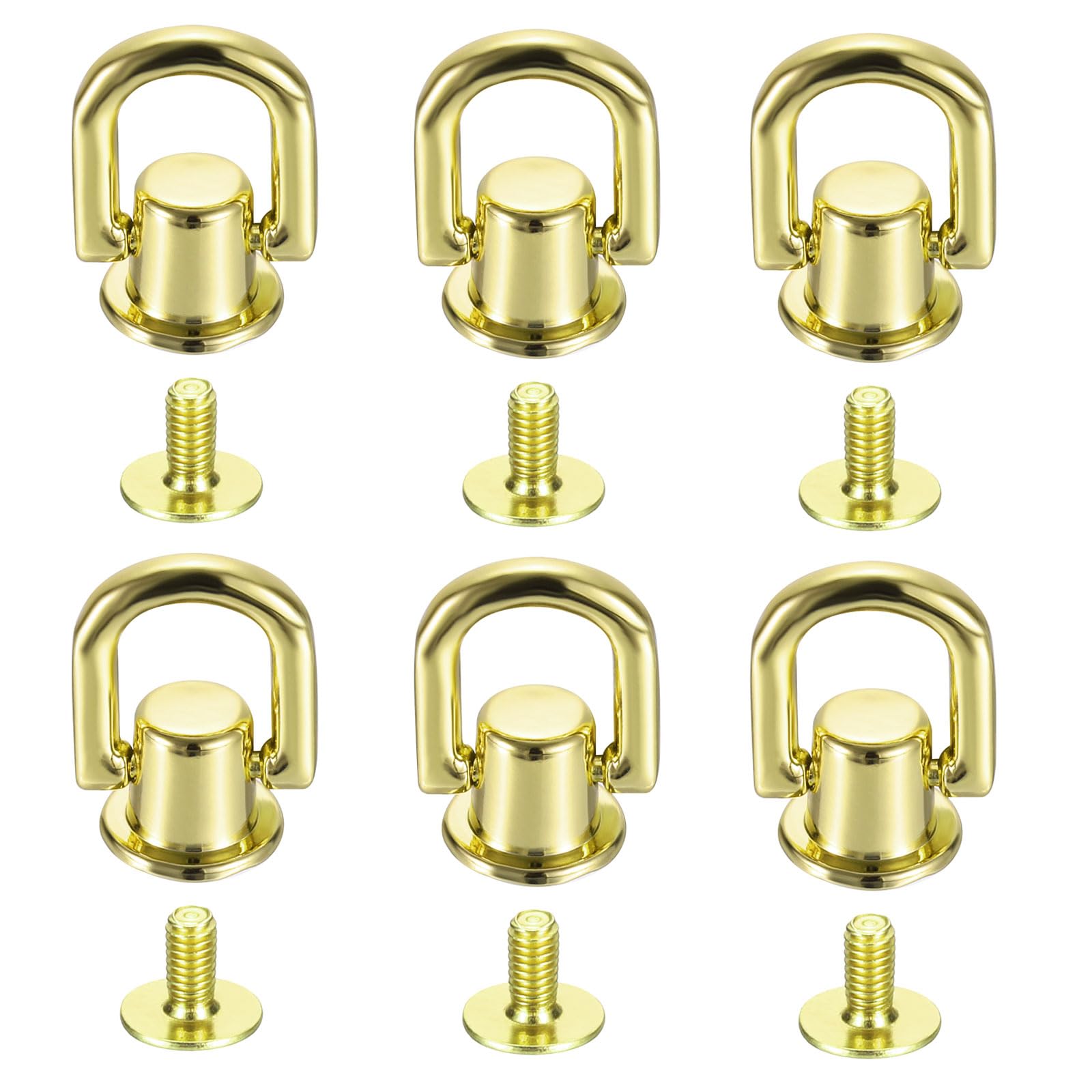 PATIKIL 22x12x5.5mm D Rings for Purse, 24 Set Spikes for Clothes Metal Button Spikes Screw Kit Flat Head Rivets Screw DIY Leather Hardware Trim Craft, Green Light Gold