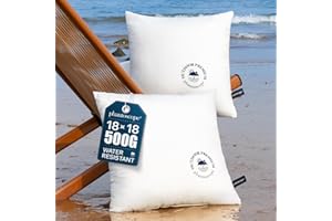 Phantoscope 18x18 Outdoor Pillow Inserts - Pack of 2 Waterproof Outdoor Throw Pillows with Webbing, Square Couch Cushion Sham Stuffer for Patio and Porch Furniture