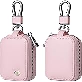 Fofvccv Earbud Case, Headphone Storage Case for AirPods 4/1/2/3/Pro 2, PU Leather Zipper Carrying Pouch Earbuds Bag with Keychain for Wireless Earphones, Wired Headphone & USB Cable - EJB 1 PCS Pink