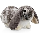 JolliLudo Eater Dutch Lop Eared Rabbit Ornament Cute Stuffed Animal Fluffy Rabbit Animal Realistic Bunny Cute Stuffed for Xmas Gift Bedtime Snuggling Companion Friends 9.8 Inches(Soft,1 Pcs)